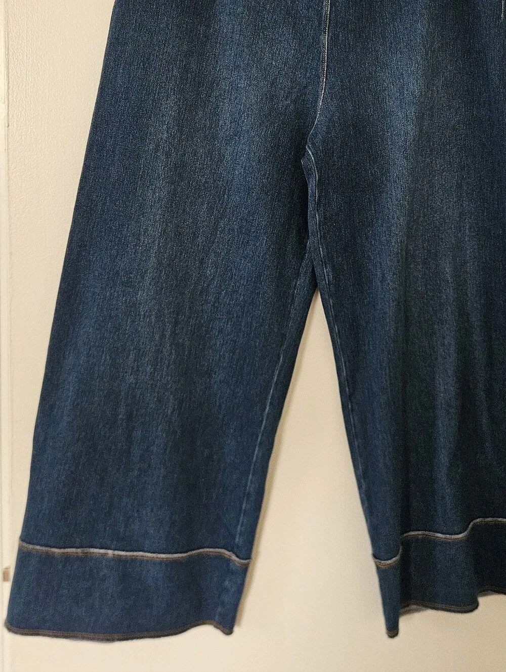 Lysse Womens Jeans 1X Crop Wide Leg Margo Med Wash High Waist Boho Slimming